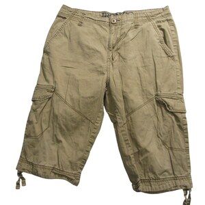 Iron Co Mens Cargo Shorts 32 x 13 Khaki Stretch 100% Cotton Pocket